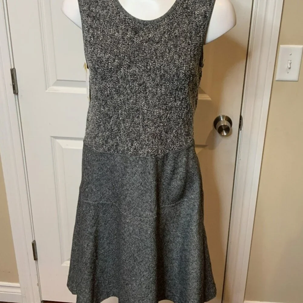 Brooks Brothers Black & White Speckled Tweed Sleeveless Fit & Flare Dress Sze 10
